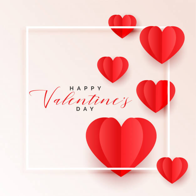 download free happy valentines day paper hearts greeting card image