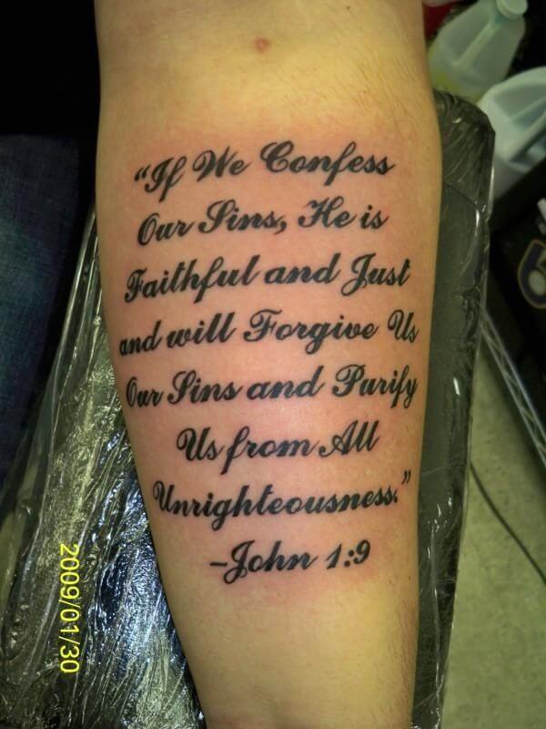 bible john verse scripture tattoo on forearm