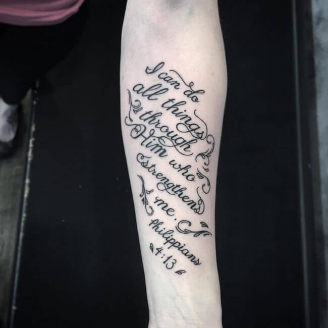 philippians 4 13 bible verse tattoo designs on forearm
