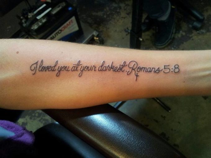 short forearm bible quote tattoo ideas