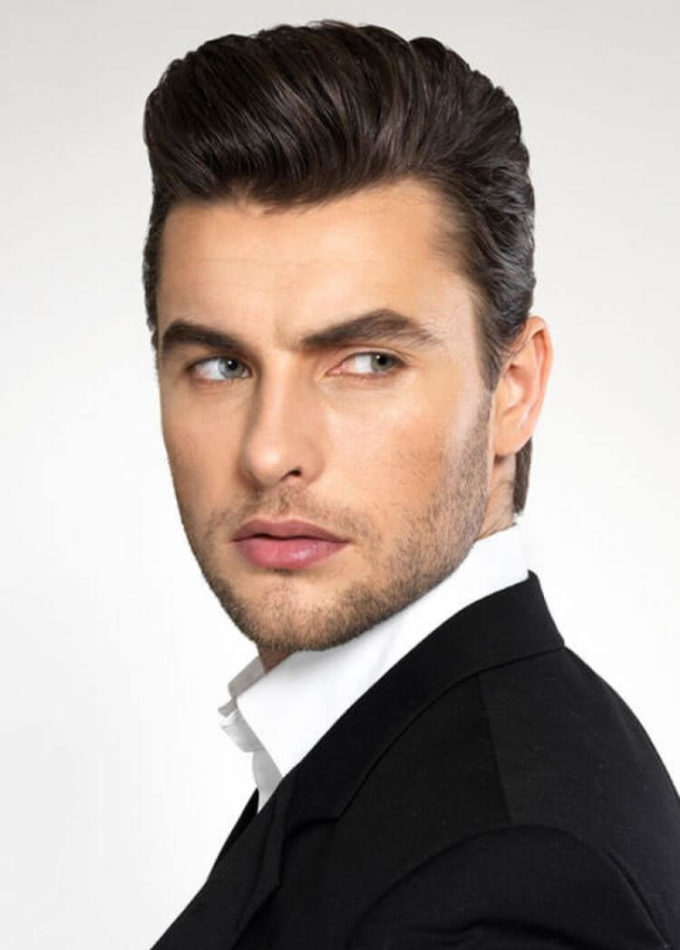 basic pompadour 1950’s men’s hairstyle