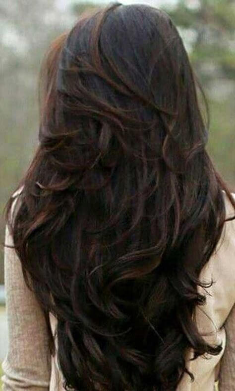 v shape long hair with layers