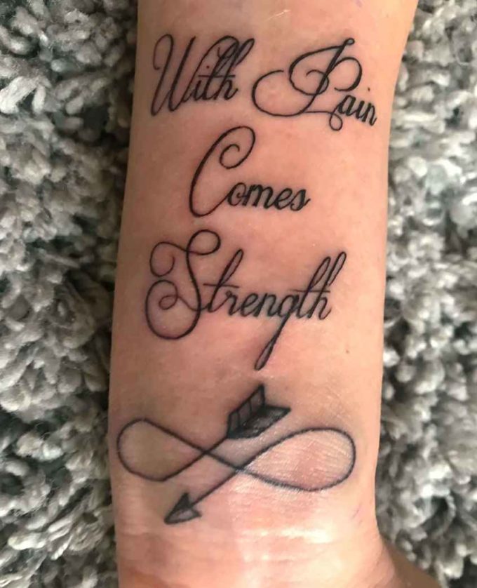 arrow and with pain comes strength tattoo design