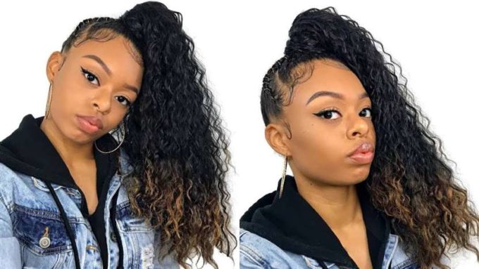 high messy ponytail natural hairstyle