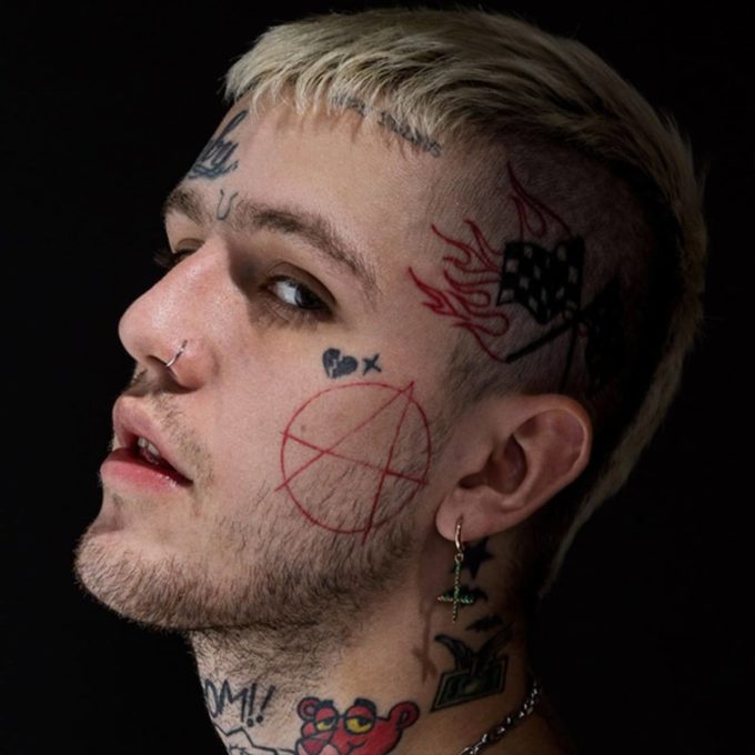 lil peep anarchy tattoo design on cheek