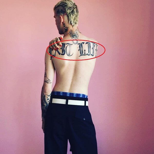 lil peep exit life tattoo on back