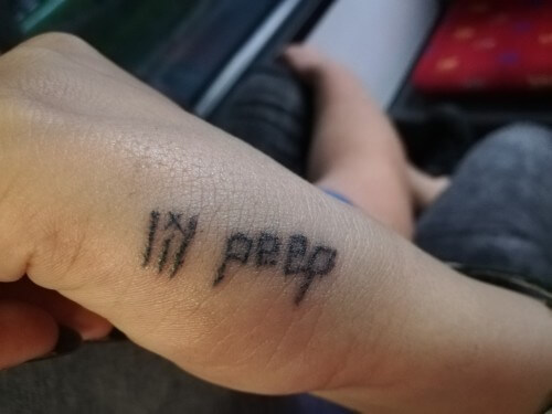 lil peep hand tattoo