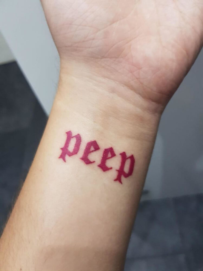 lil peep name tattoo on wrist
