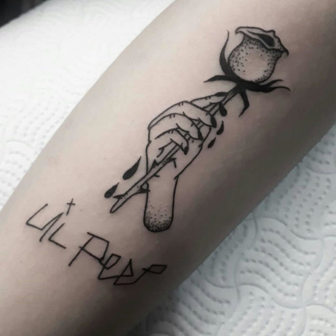 lil peep rose tattoo design on hand