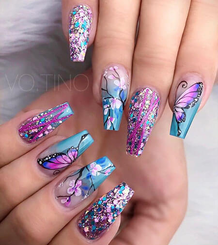 long acrylic butterfly nail art 2020