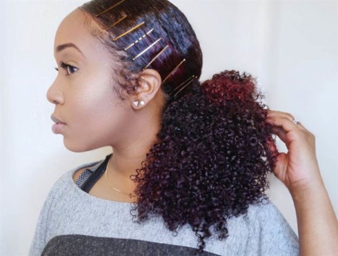 sleek natural hair pony style