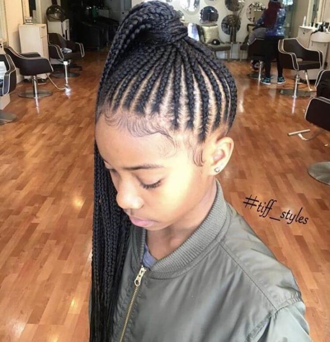 afro american natural braided ponytail hairstyle