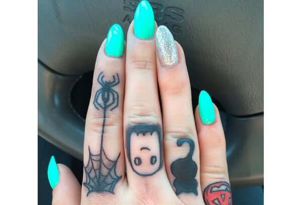 cute small halloween themed tattoos for fingers