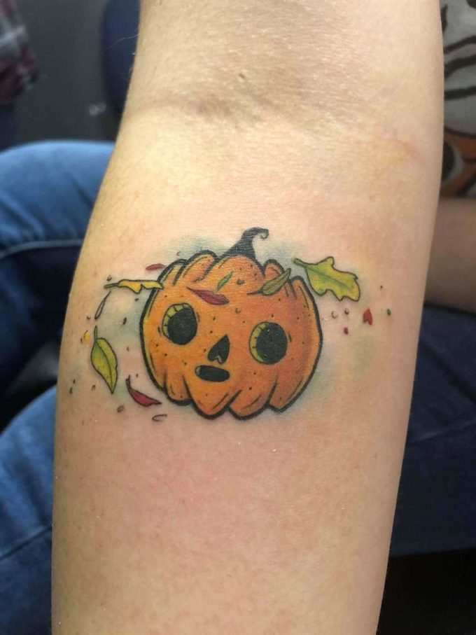 fall halloween pumpkin tattoo design
