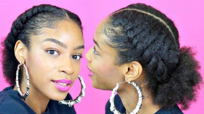flat twist natural ponytail hairstyle