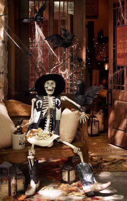 halloween cowboy skeleton decoration idea