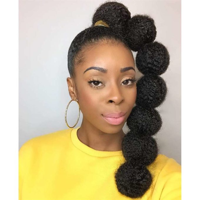 natural bubble ponytail hairstyle