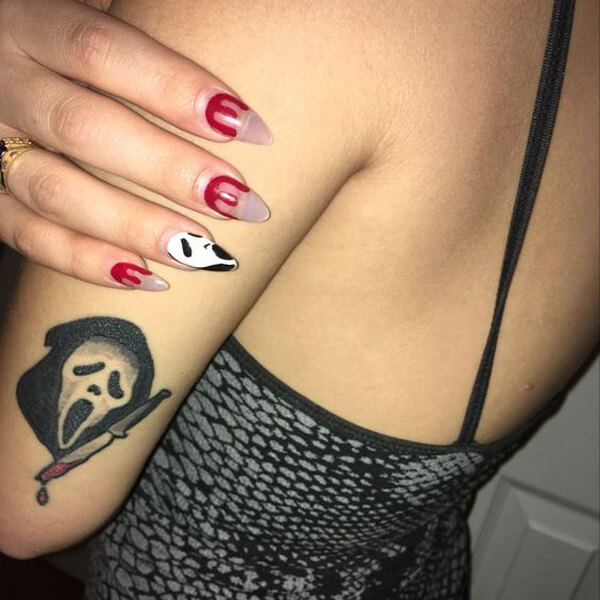 scream ghost face tattoo idea for halloween