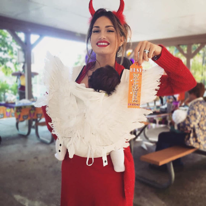 angel baby carrier halloween costume idea