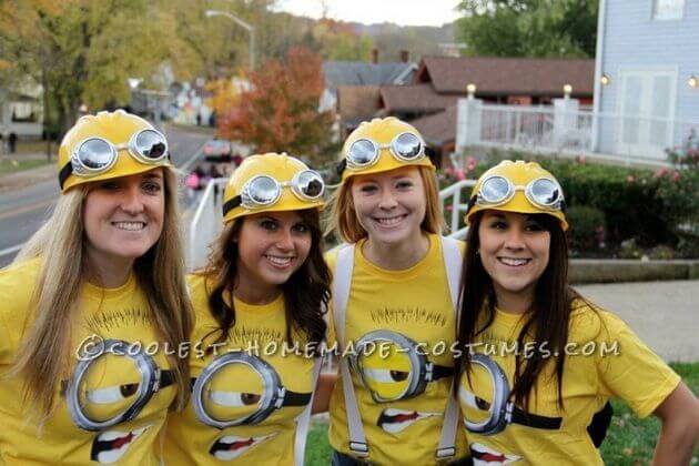 diy minions group halloween costume ideas for 4 girls