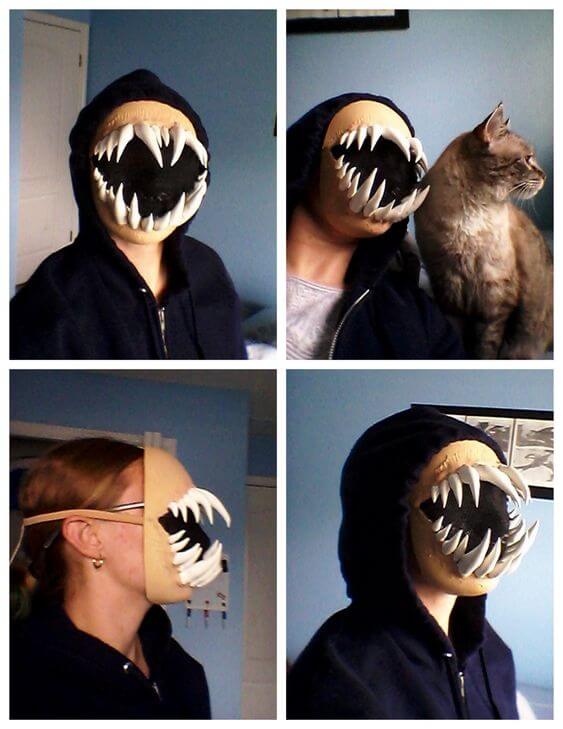 diy creepy monster teeth face mask halloween costume idea