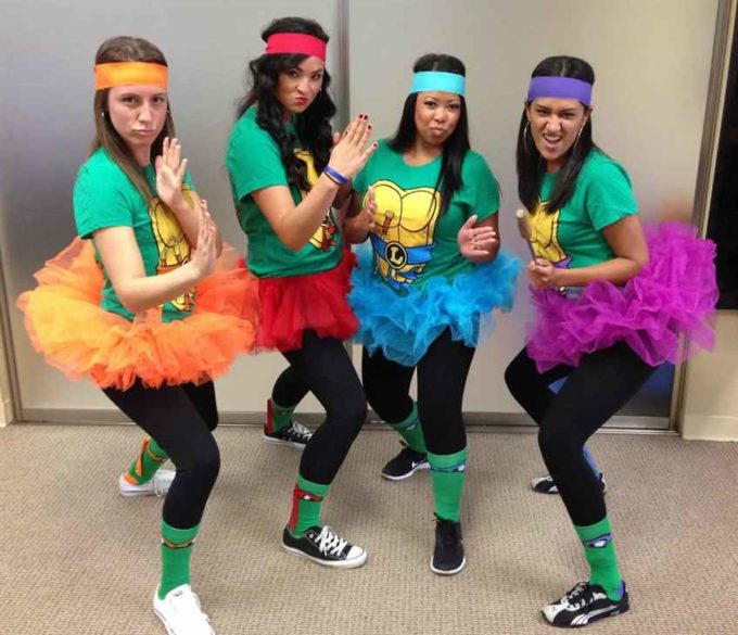 diy ninja turtles halloween costumes for groups of 4 girls