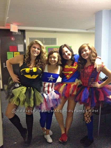 homemade cute female superheros group halloween costume ideas