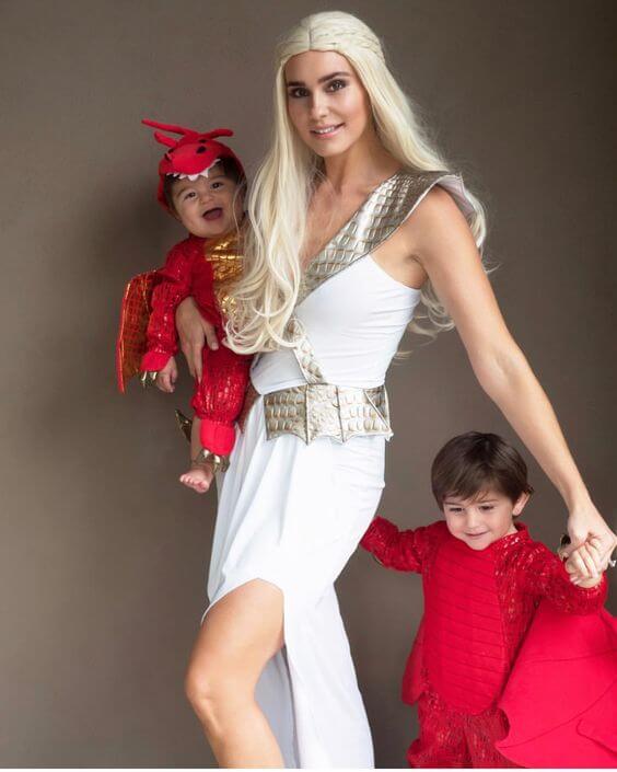 mother of dragons baby carrying halloween costume idea