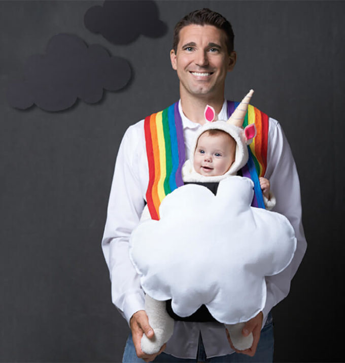 over the rainbow cloud baby carrier halloween costume idea