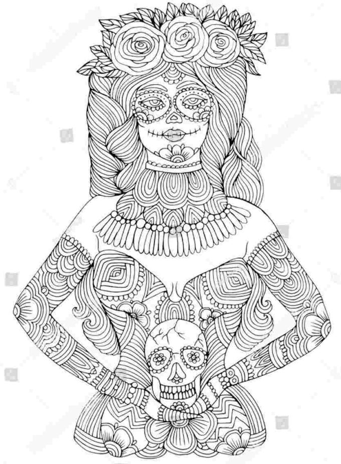 calavera day of the dead coloring picture