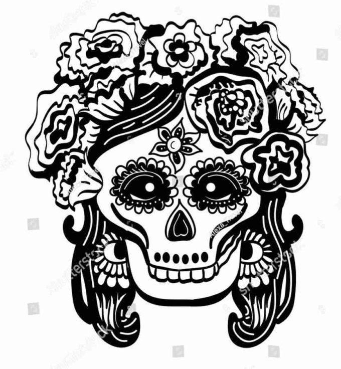 day of the dead skull queen coloring picture