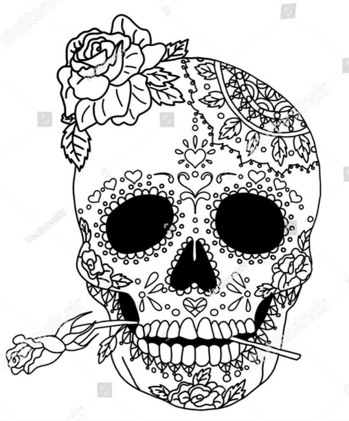 day of the dead skull coloring picture
