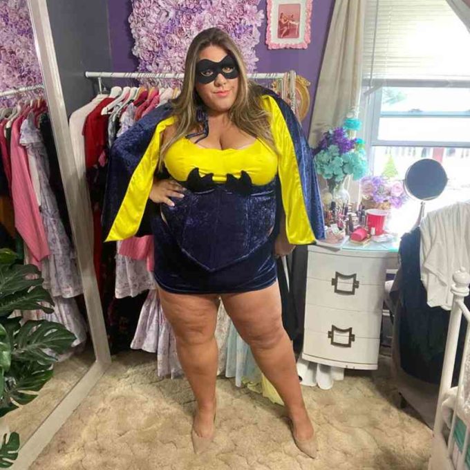 homemade bat girl plus size halloween costume idea