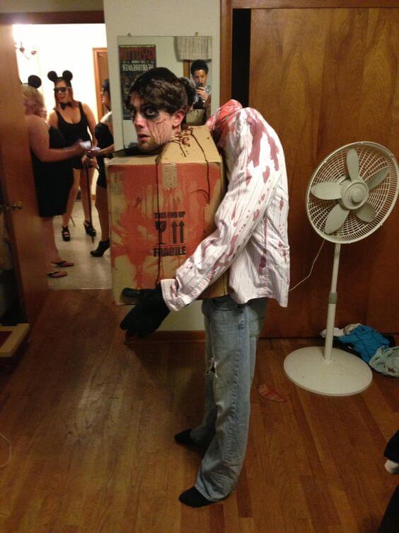 diy creepy head in a box halloween costume idea