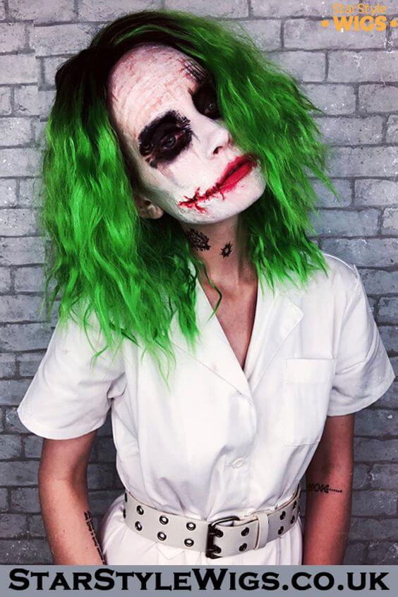 diy creepy joker female halloween makeup idea