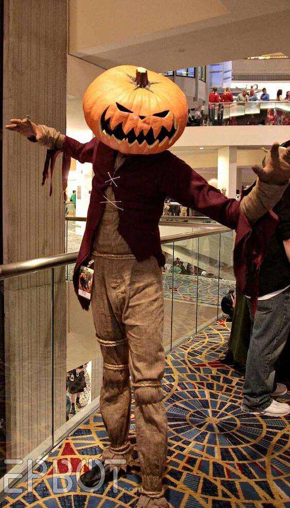 diy scary pumpkin head halloween costume idea