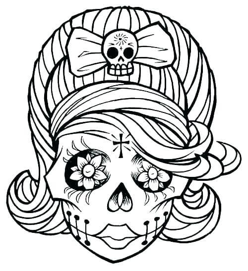 female skull halloween coloring picture