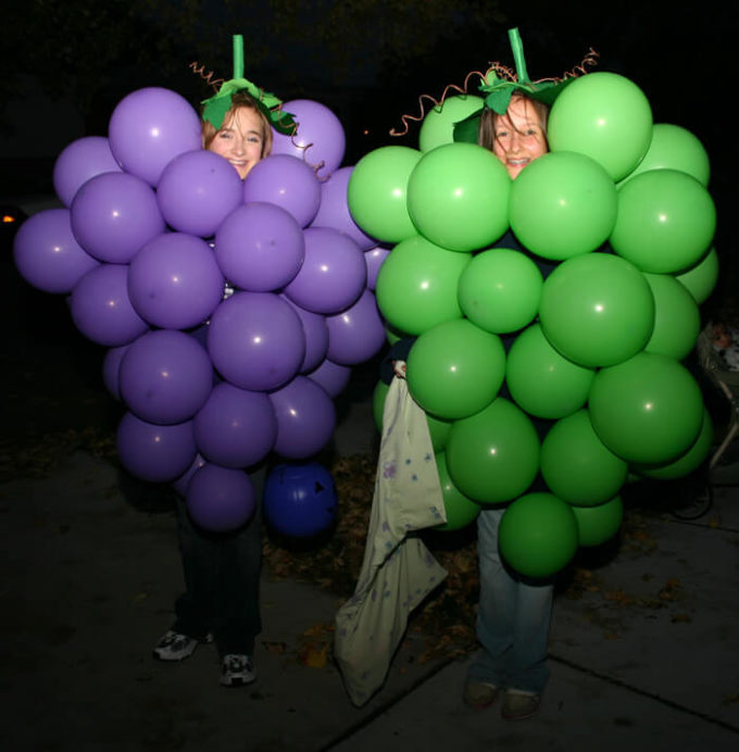 grapes halloween costume with balloons for 2