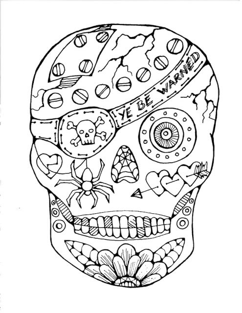 halloween skull coloring picture