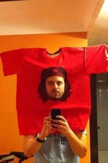 man face in t-shirt cotume idea for halloween