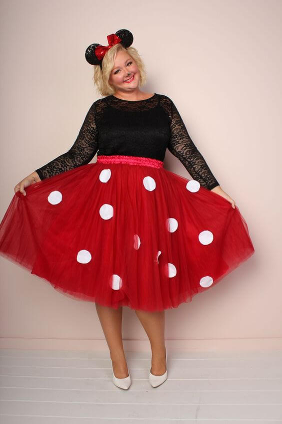 minnie mouse homemade plus size halloween costume idea