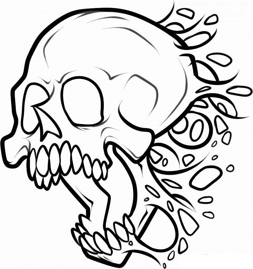screaming skull coloring picture