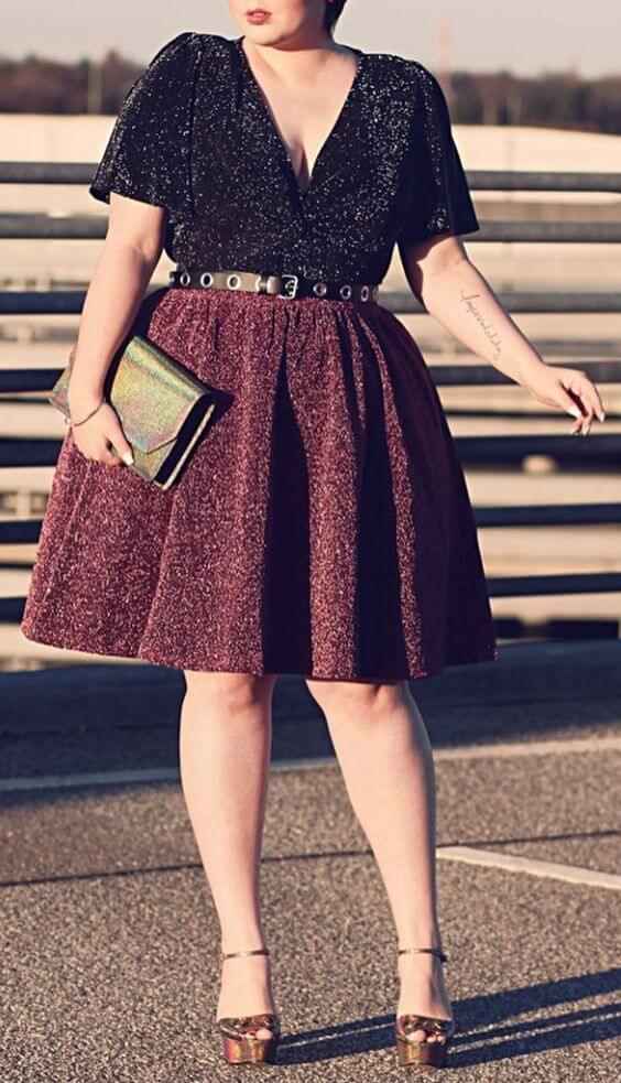 sparkly plus size black and maroon dress for christmas