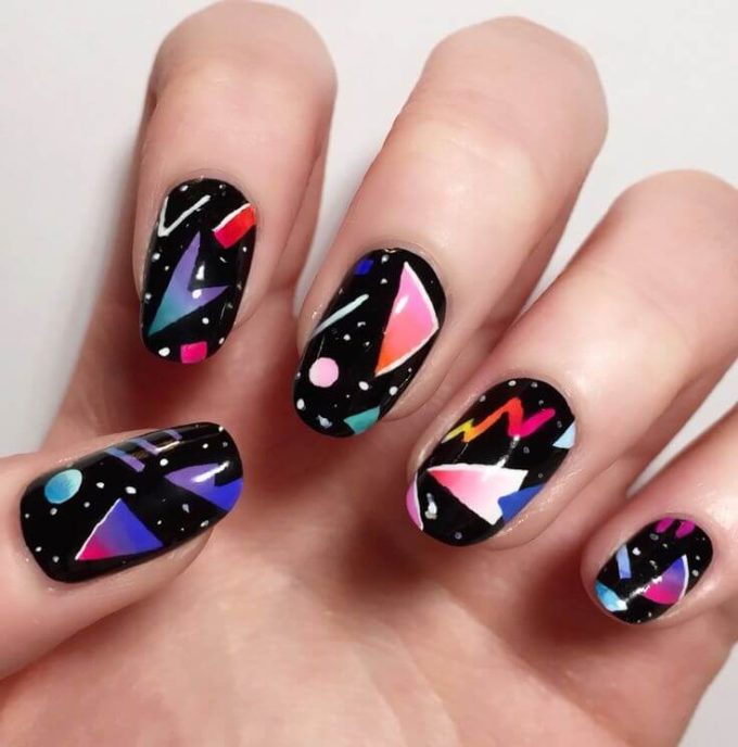 80's inspired birthday nails