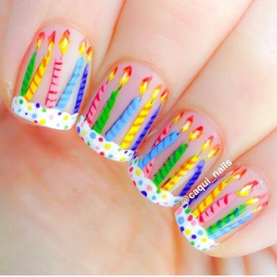 cute birthday candles nails designs