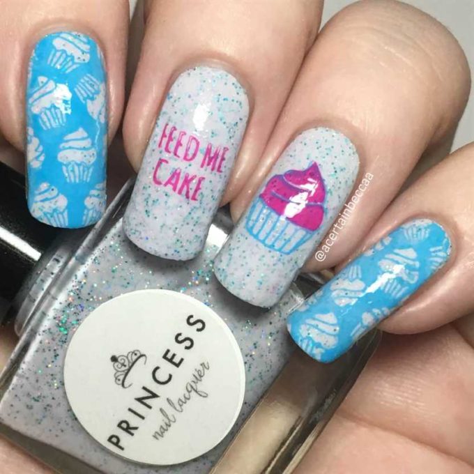 cute cupcake lover birthday nails design ideas