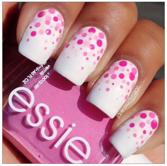 cute blende of ombre polka dots birthday nails