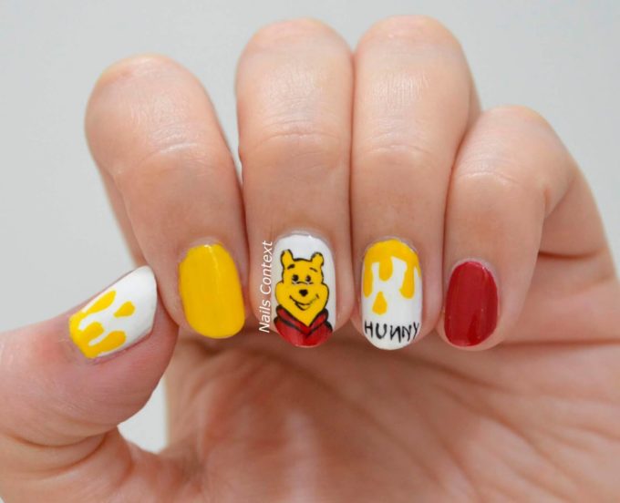 cute winnie the pooh theme birthday nails