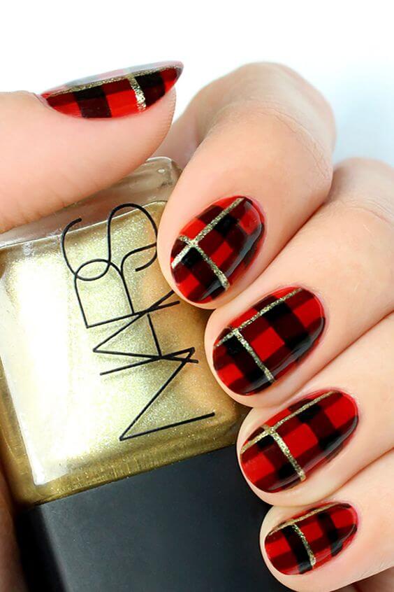 christmas plaid nail designs