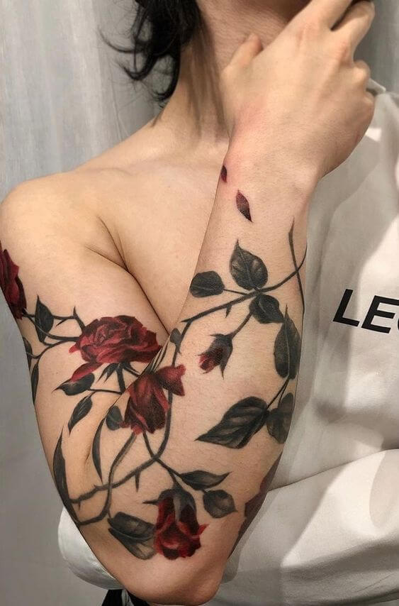 rose vine tattoo designs